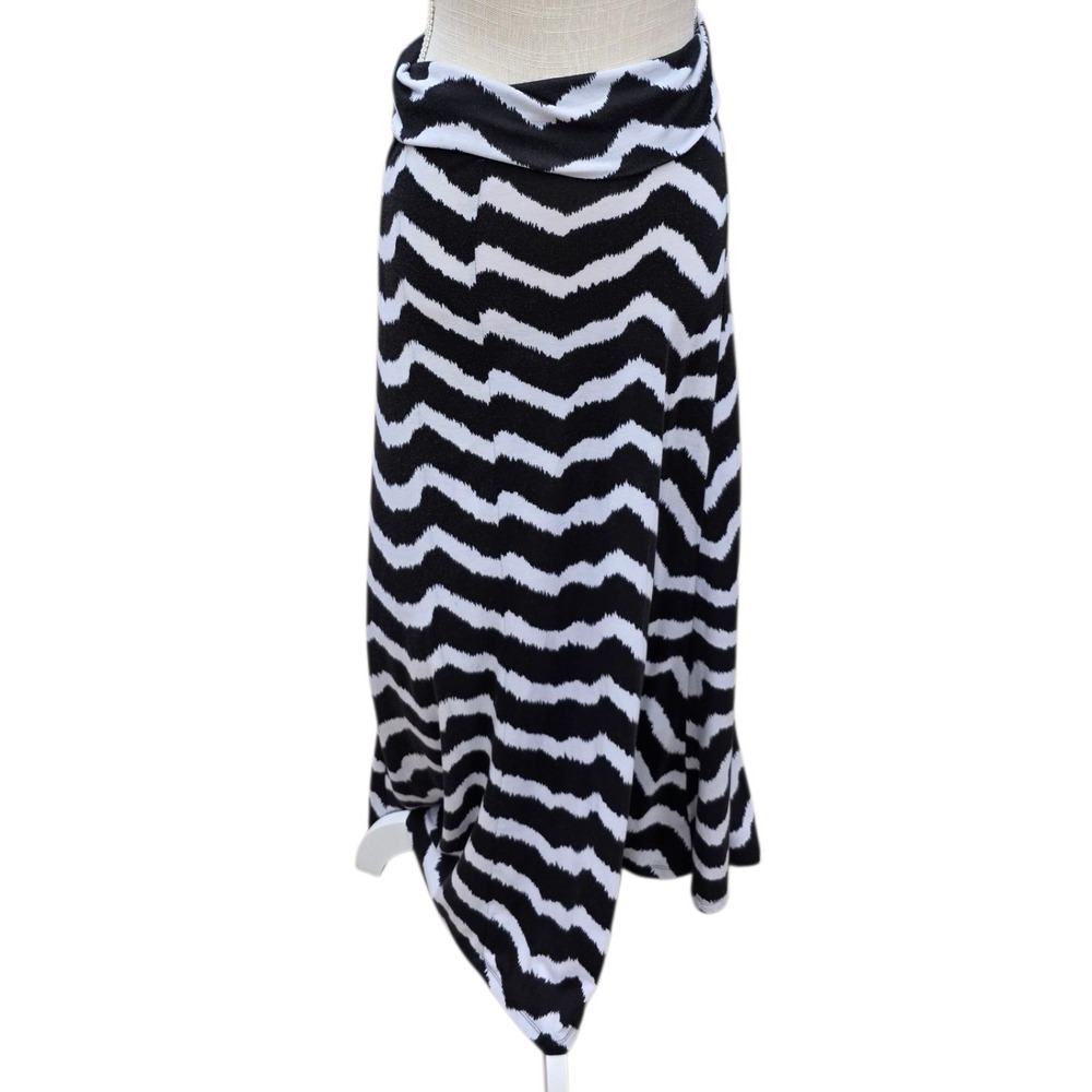 Chevron Maxi Skirt Black and White Patterned Long Skirt